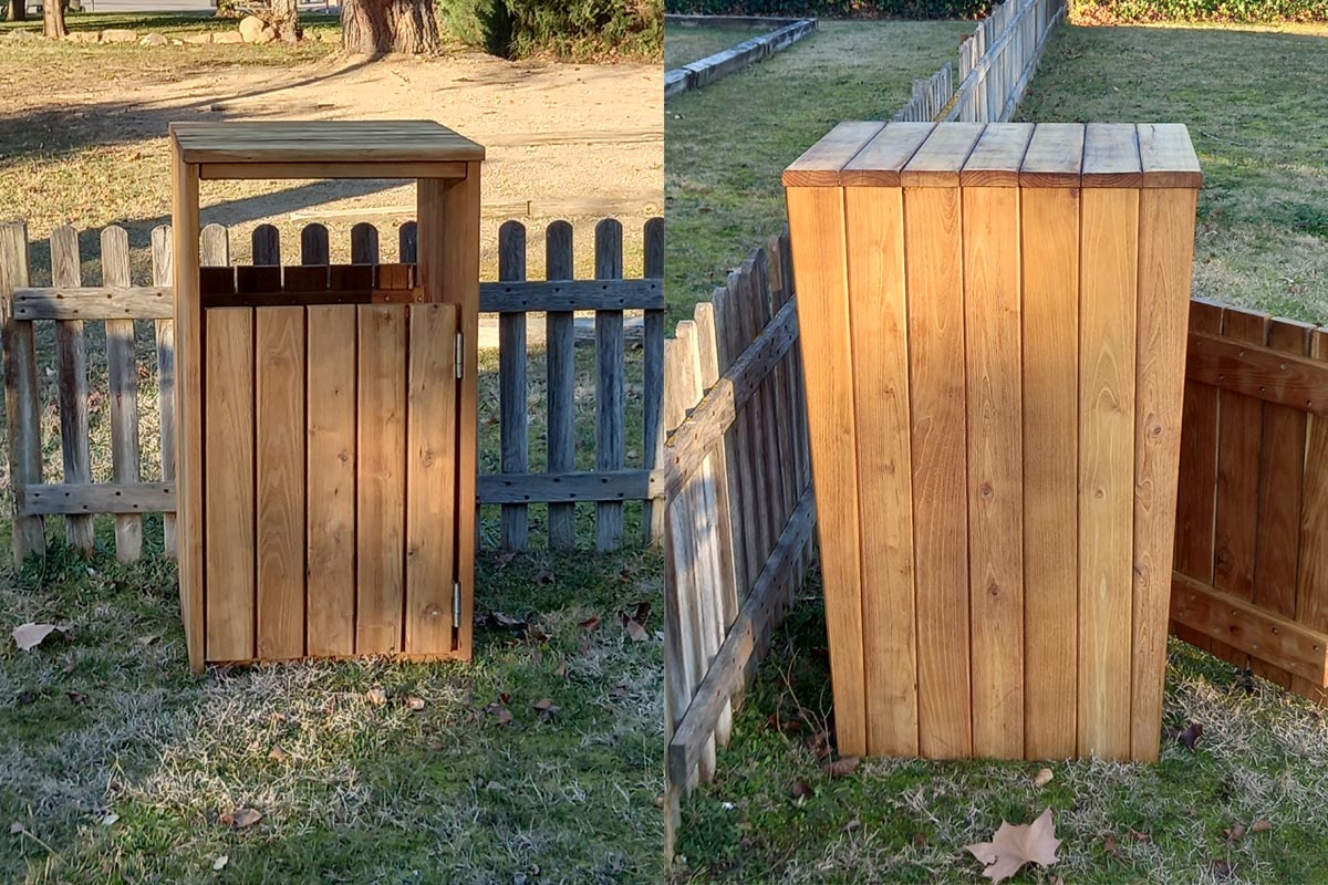 Caja para contenedor de basura de madera de acacia 1 cuerpo