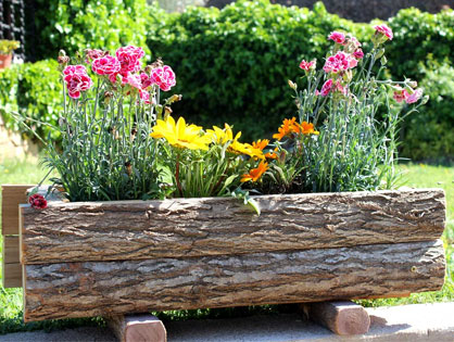 Jardinera rectangular rústica pequeña